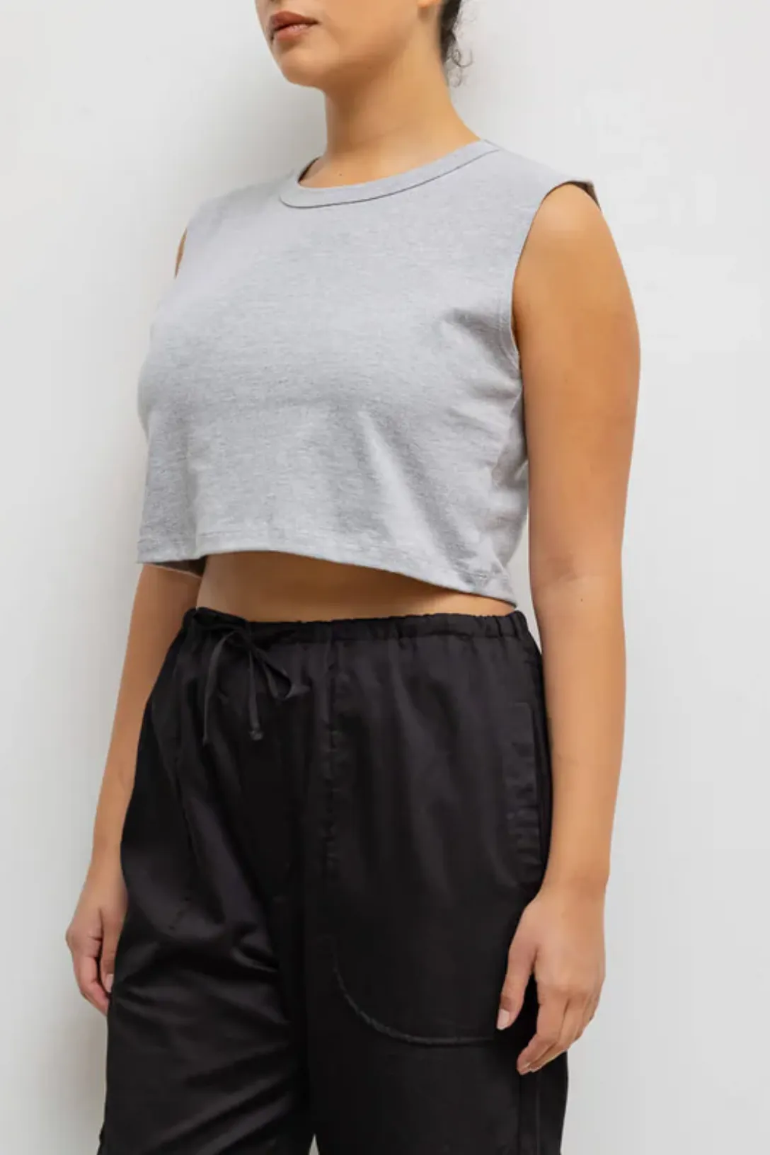 Crop Sleeveless Margo T-Shirt | Heather Grey