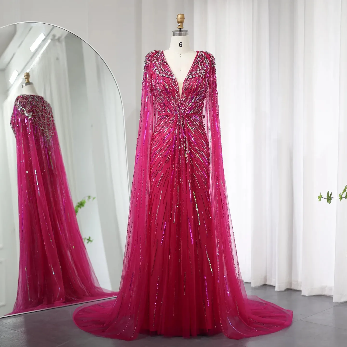 Crystal Evening Gown with Cape