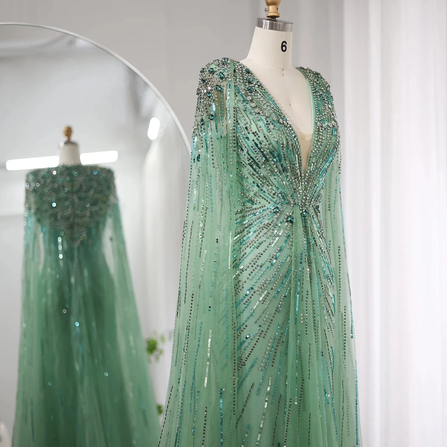 Crystal Evening Gown with Cape