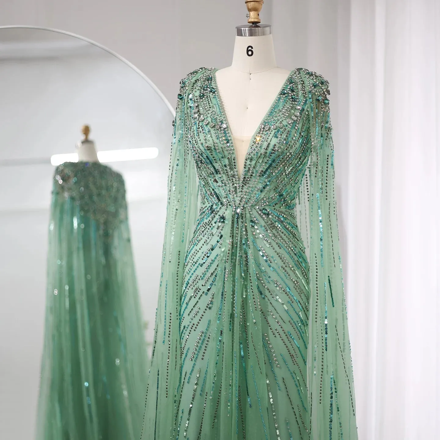 Crystal Evening Gown with Cape