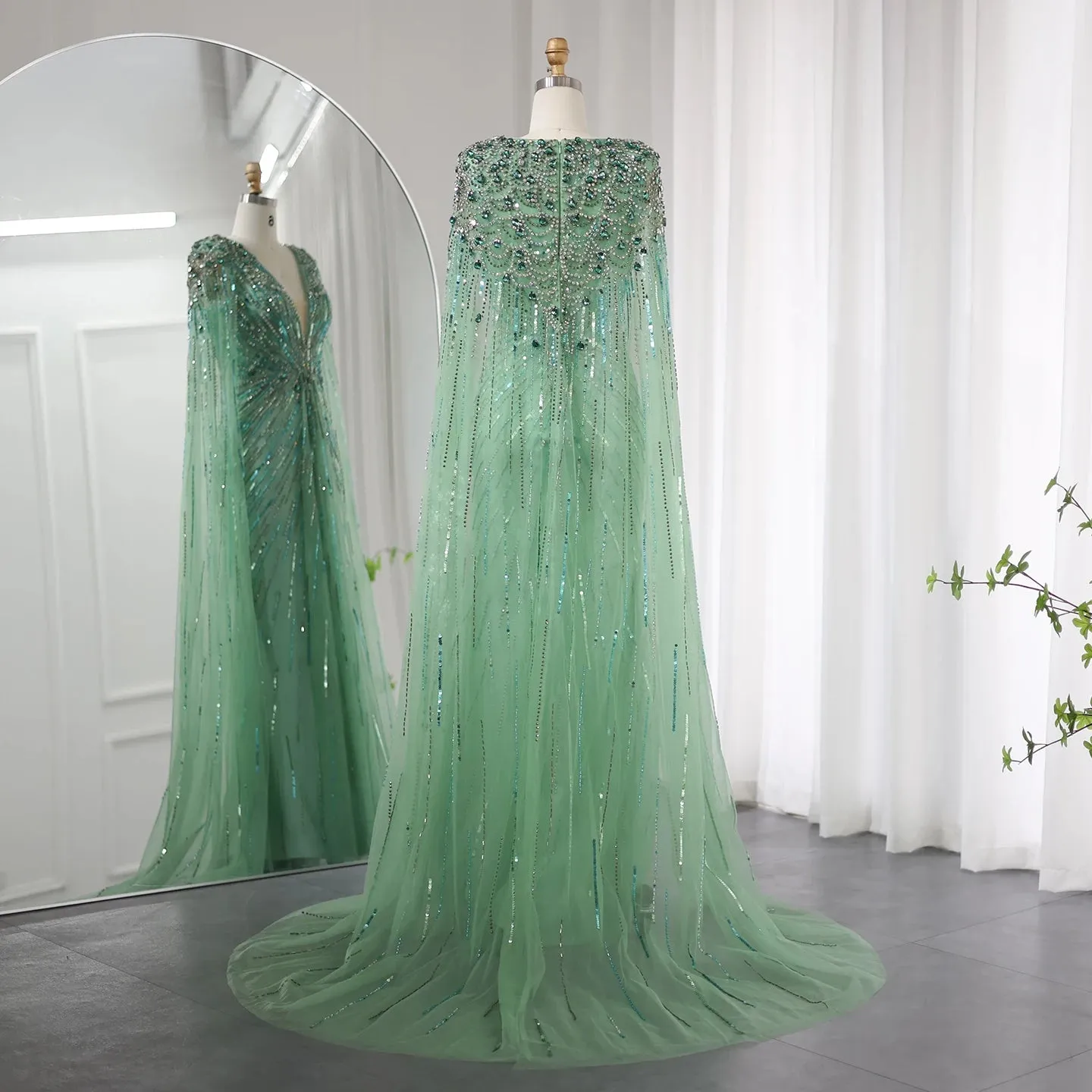 Crystal Evening Gown with Cape