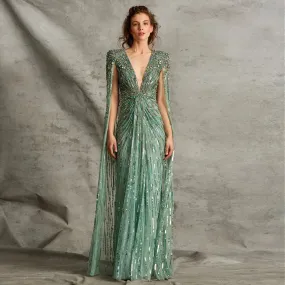 Crystal Evening Gown with Cape