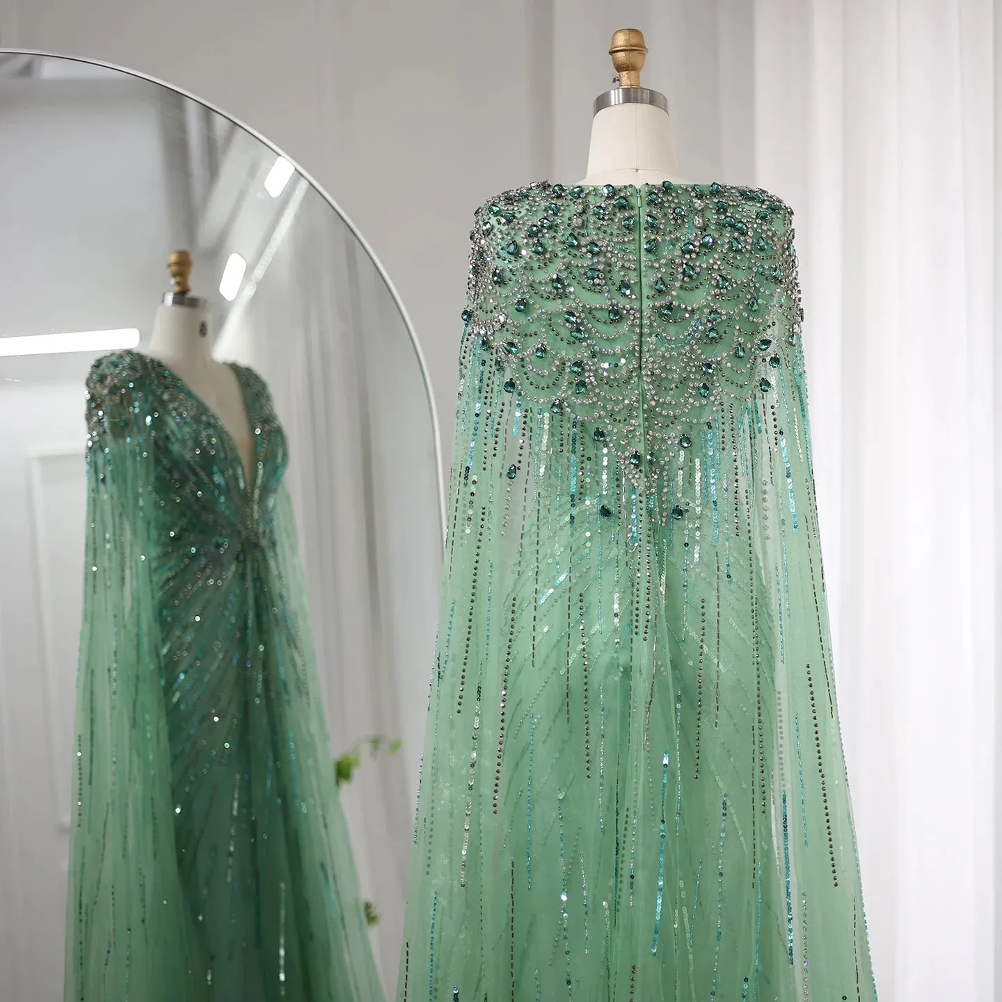 Crystal Evening Gown with Cape