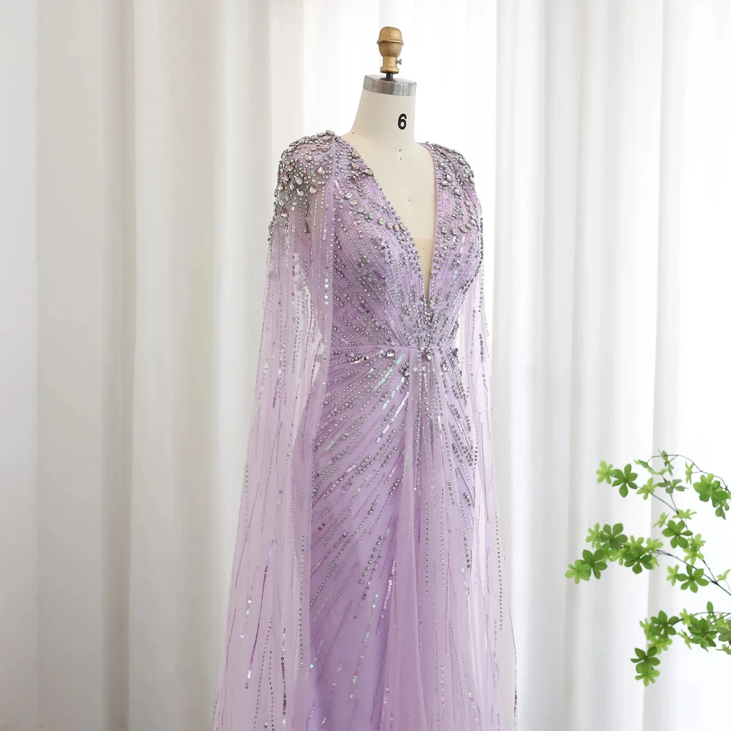 Crystal Evening Gown with Cape