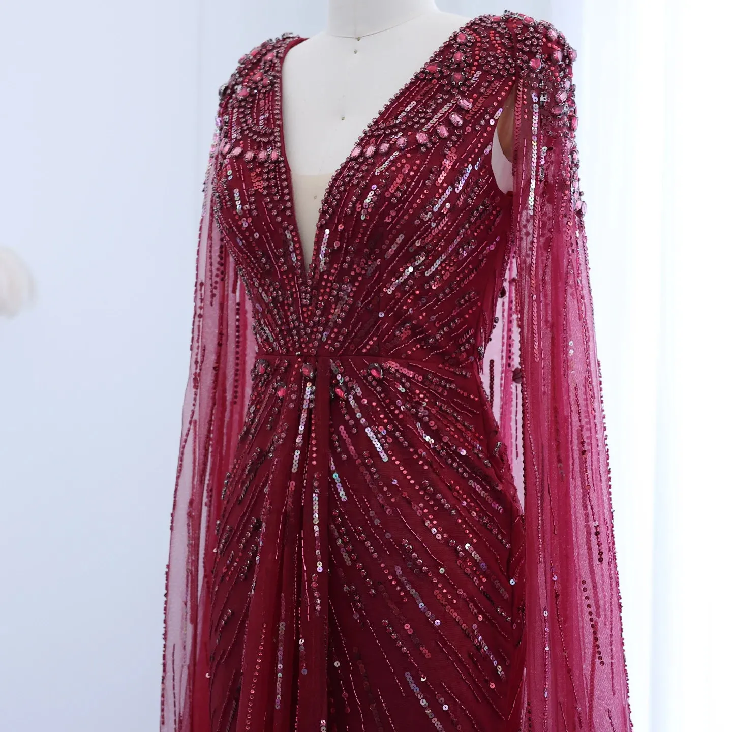 Crystal Evening Gown with Cape