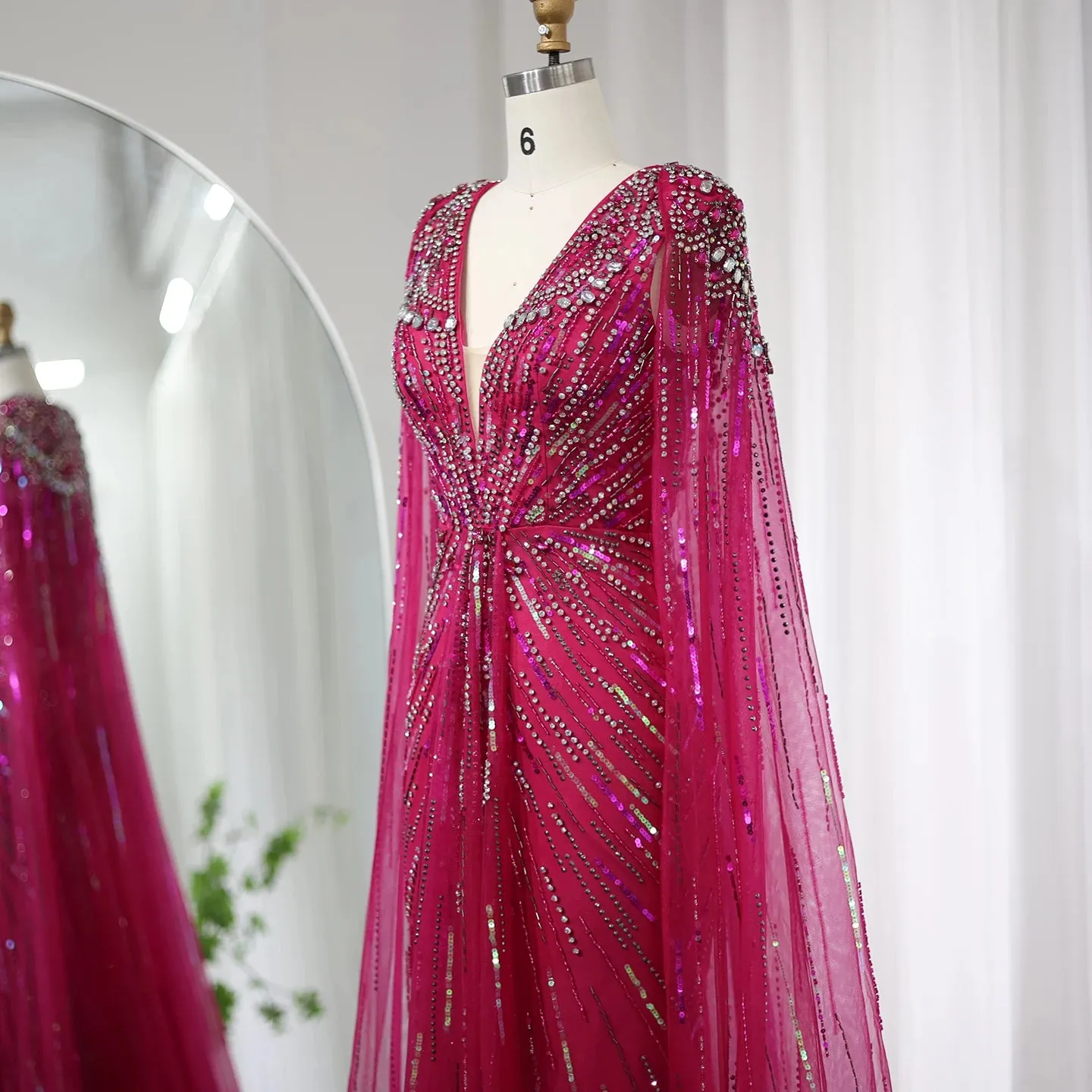 Crystal Evening Gown with Cape