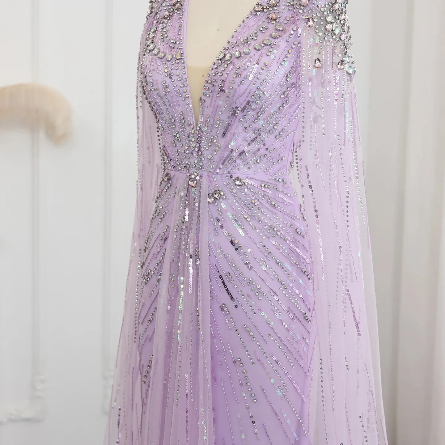 Crystal Evening Gown with Cape