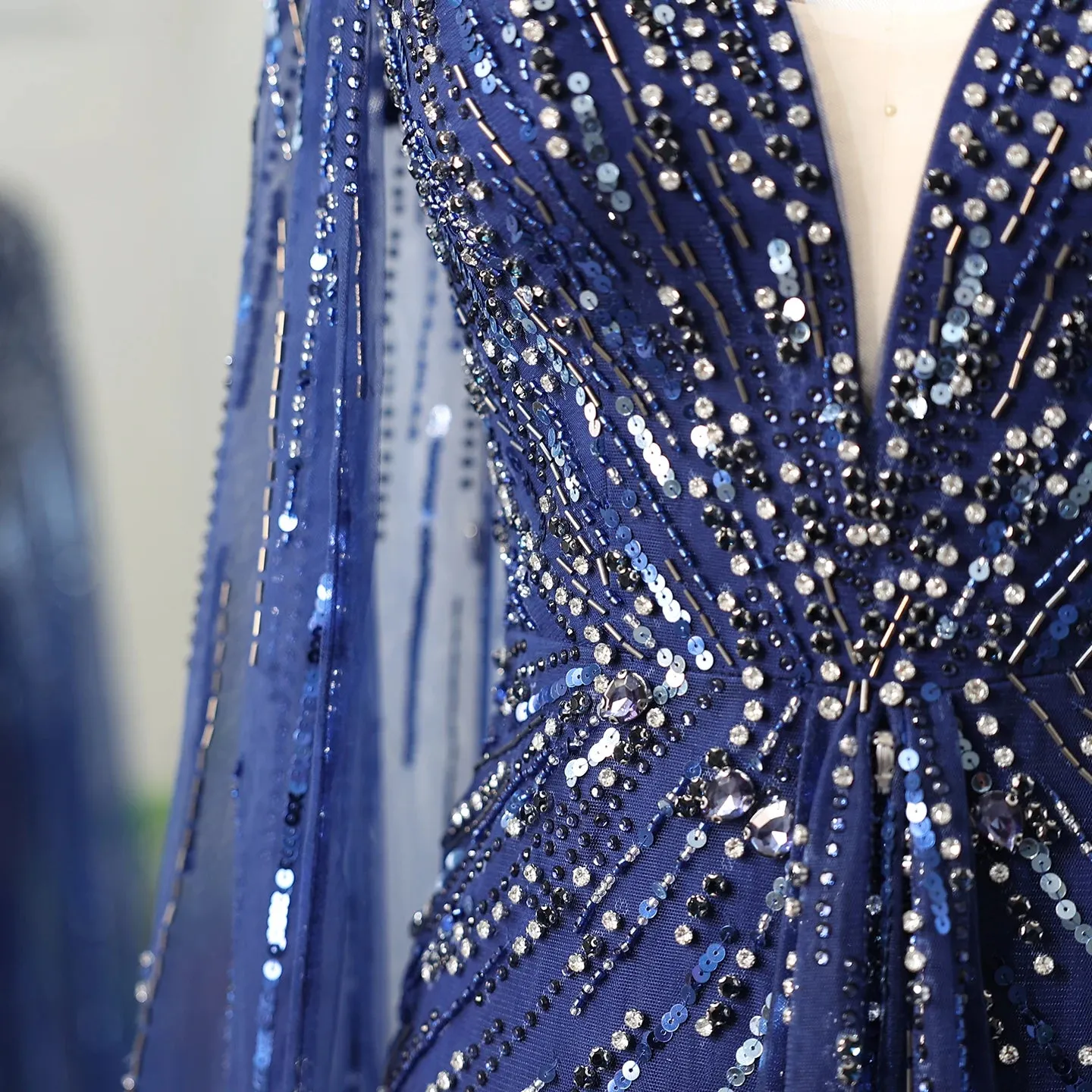 Crystal Evening Gown with Cape