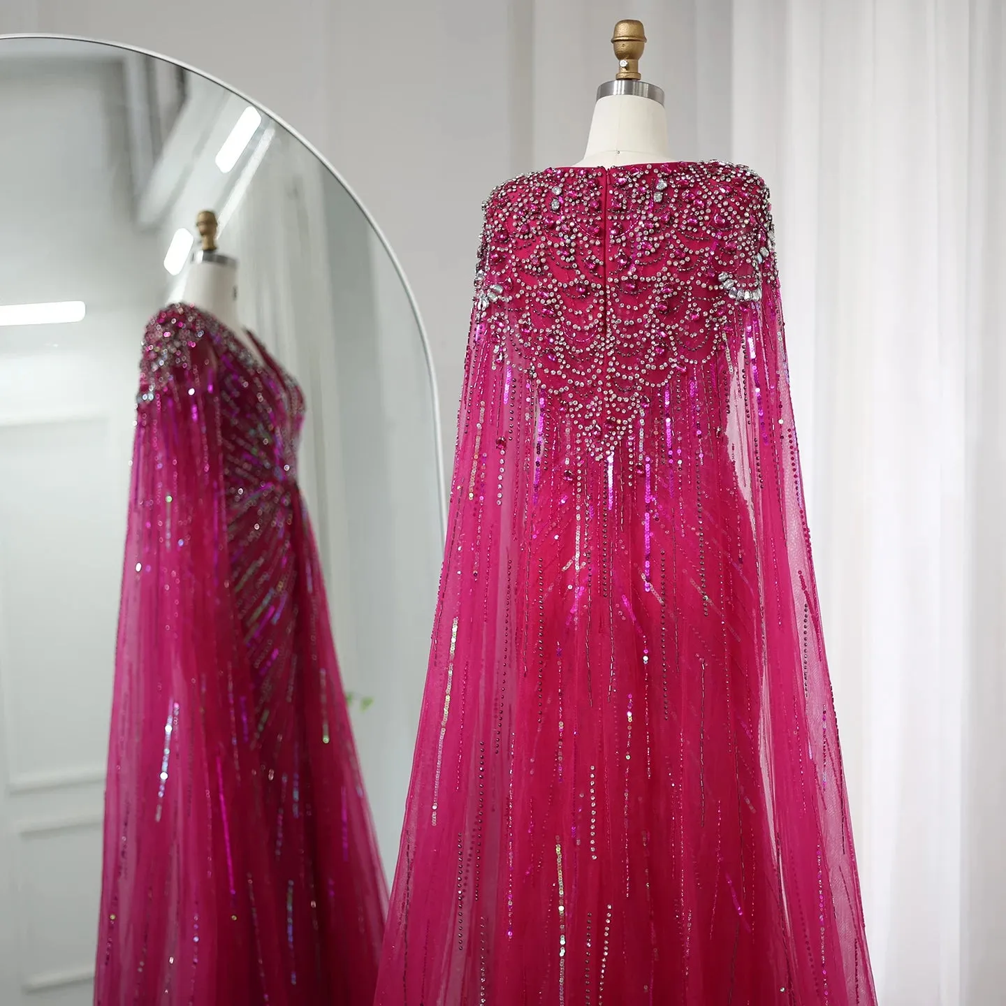 Crystal Evening Gown with Cape