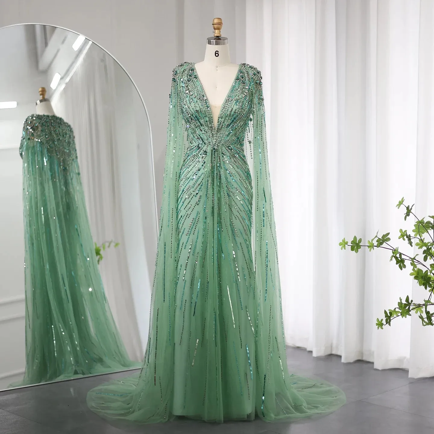 Crystal Evening Gown with Cape