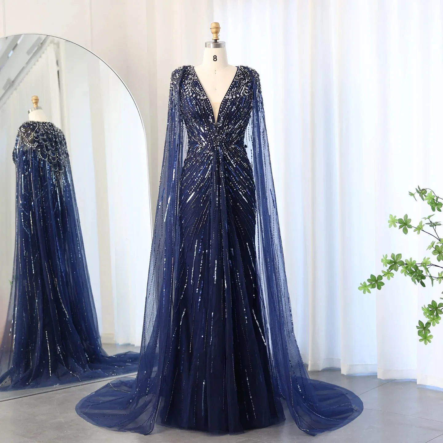 Crystal Evening Gown with Cape