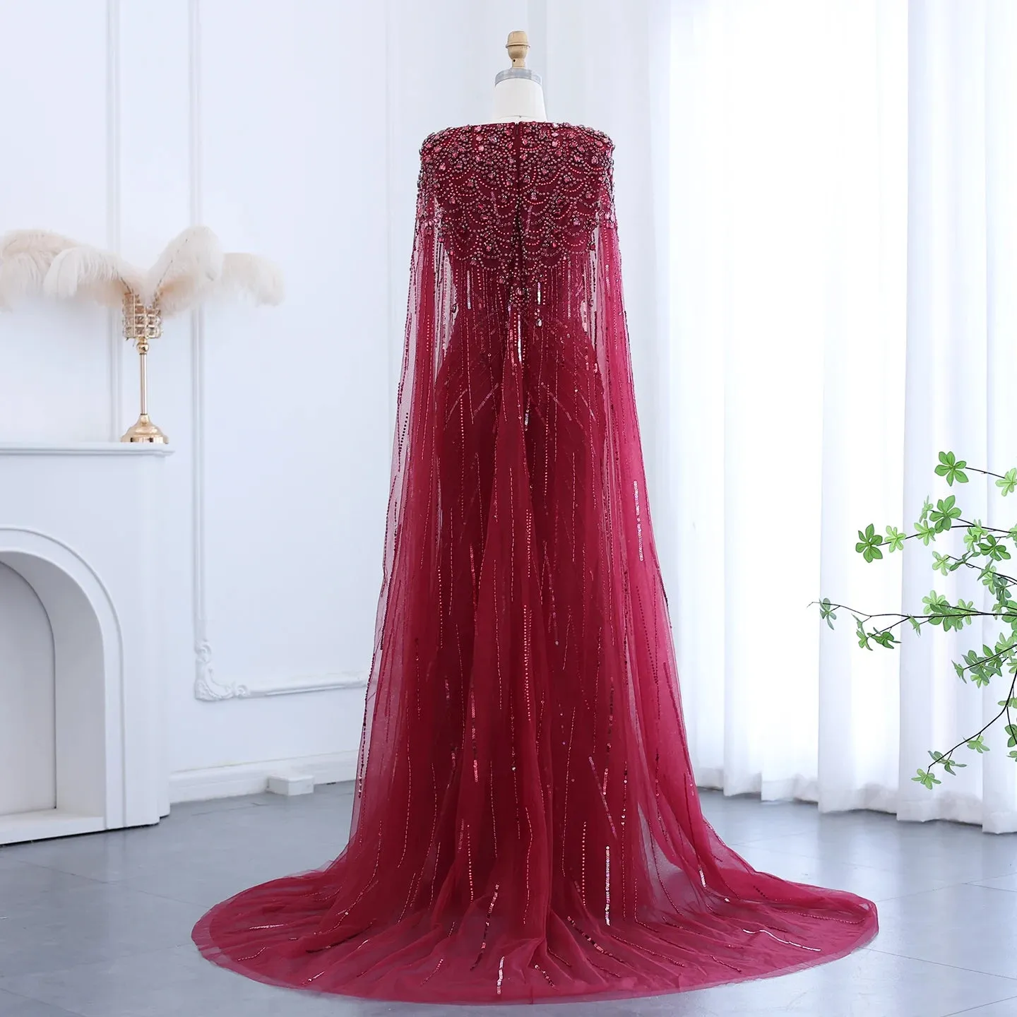 Crystal Evening Gown with Cape