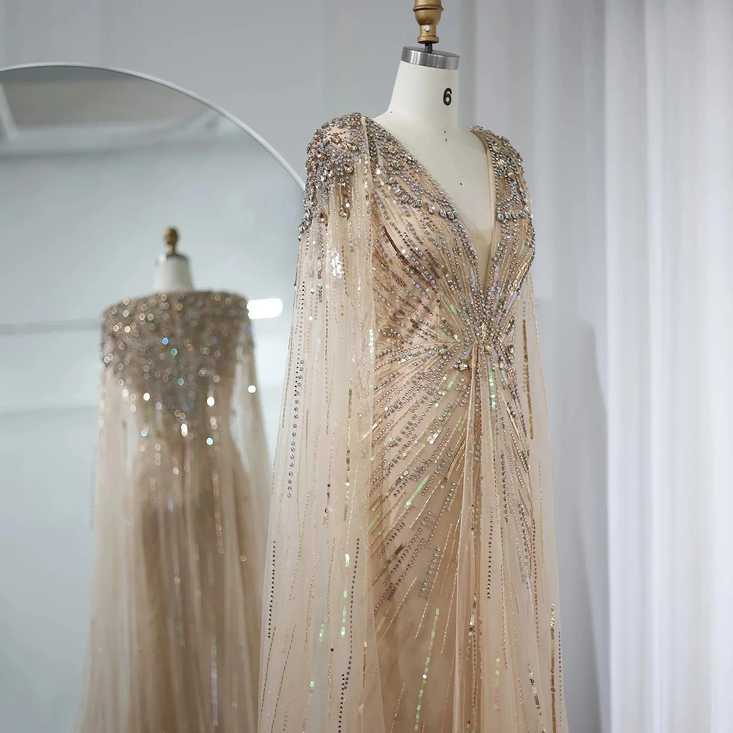 Crystal Evening Gown with Cape