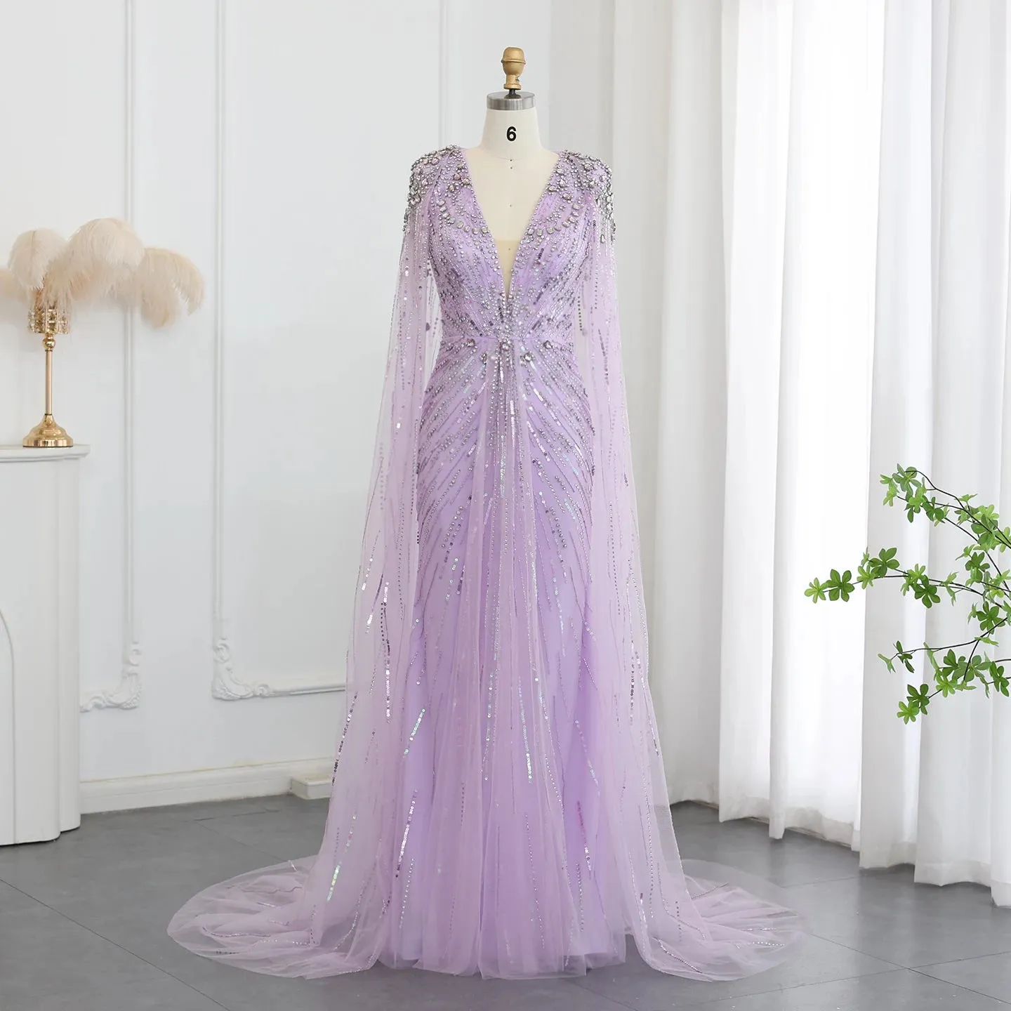 Crystal Evening Gown with Cape