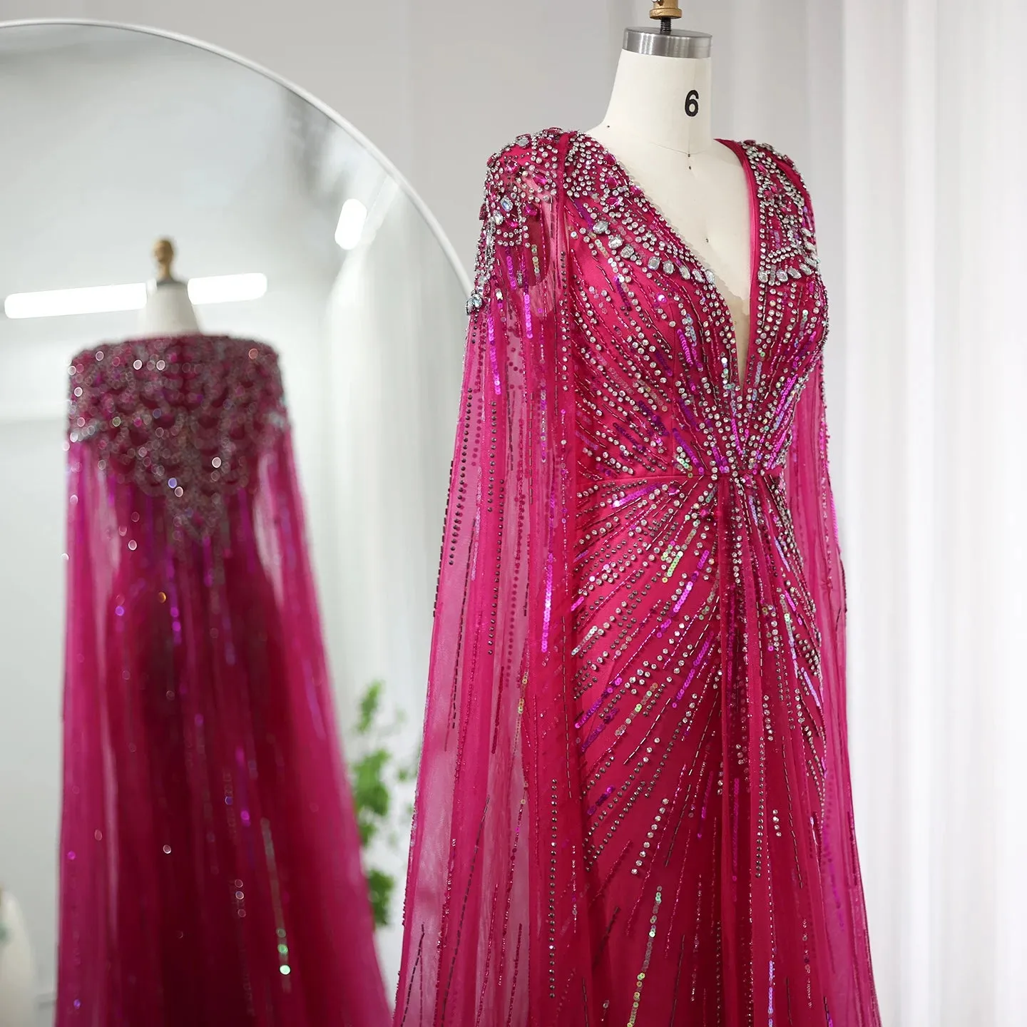 Crystal Evening Gown with Cape