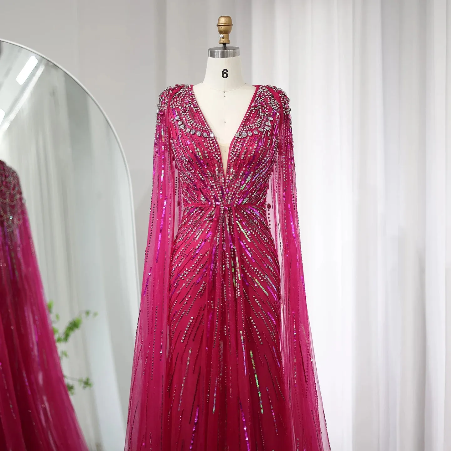 Crystal Evening Gown with Cape