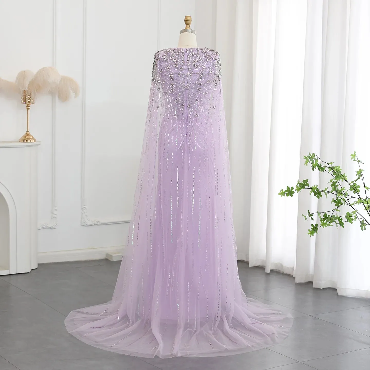 Crystal Evening Gown with Cape