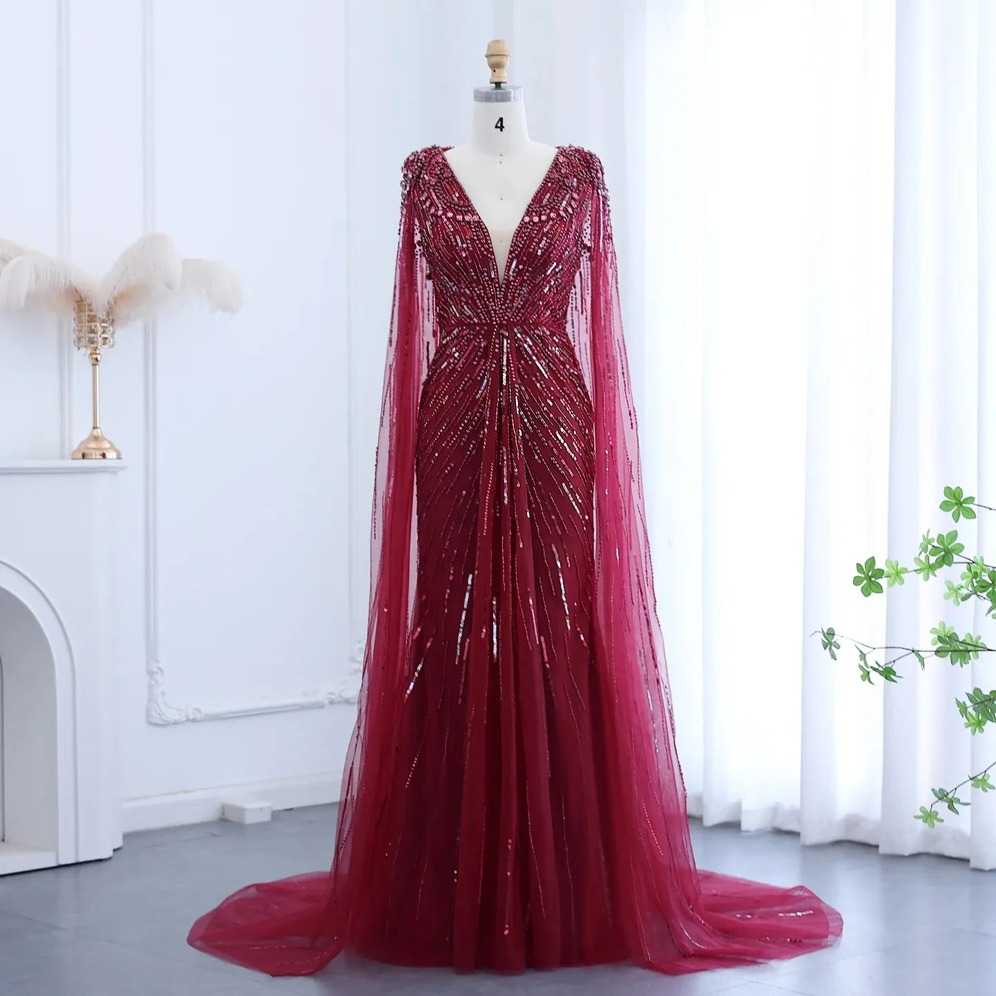 Crystal Evening Gown with Cape