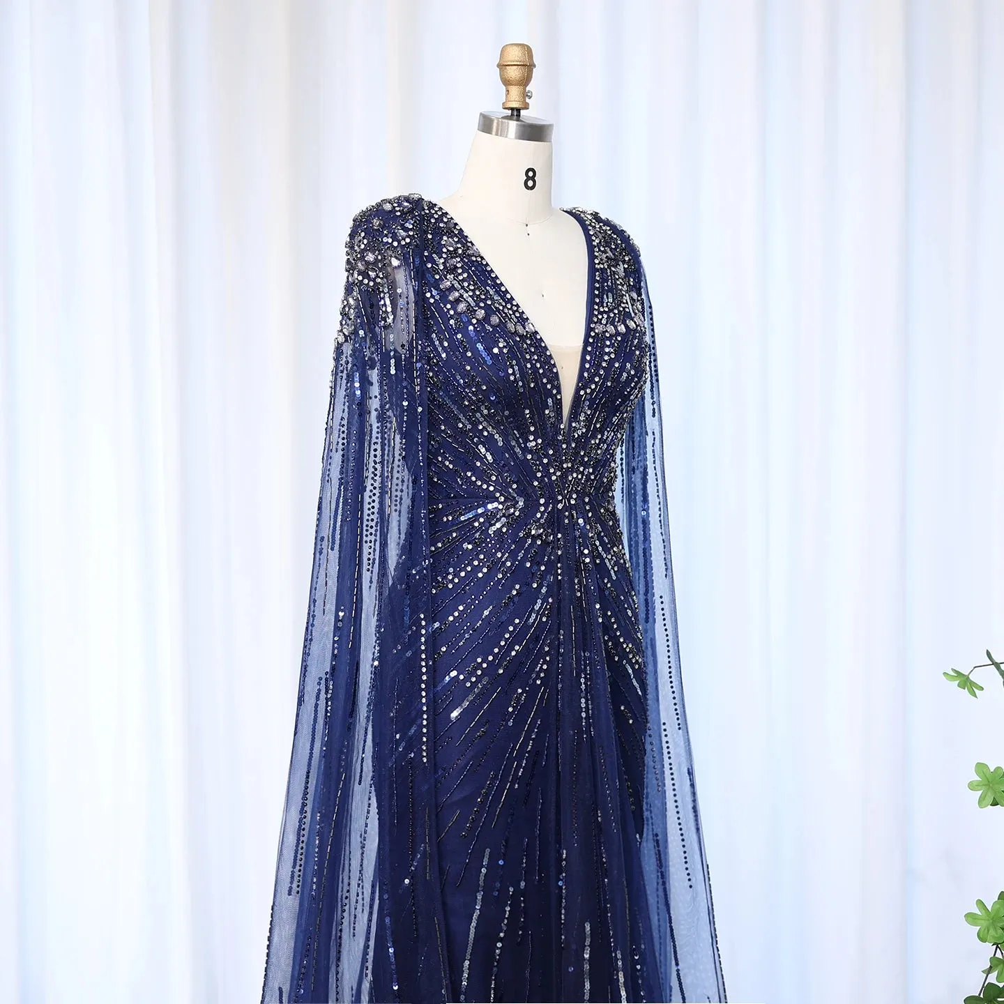 Crystal Evening Gown with Cape