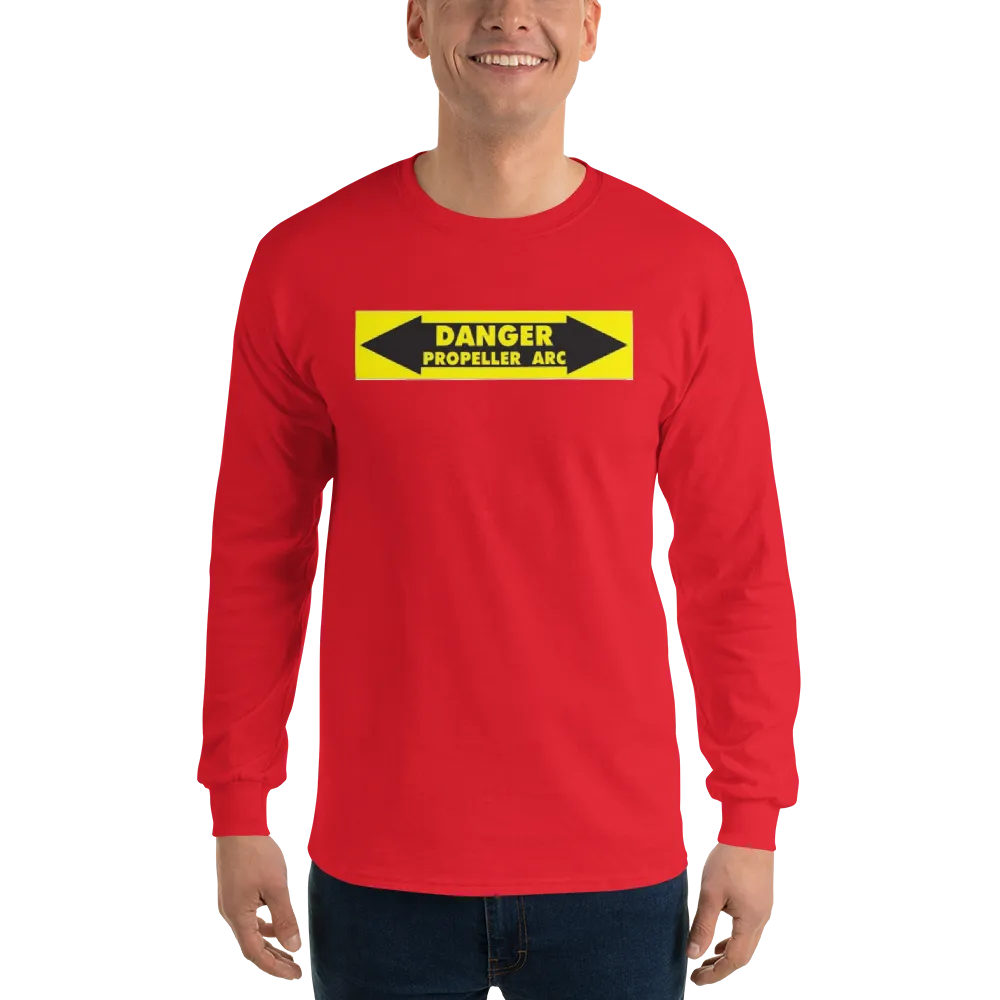 Danger Propeller Arc Men’s Long Sleeve Shirt, Gift For Ultralight Pilot,  Paramotor Pilot Shirt, Paratrike Pilot Shirt