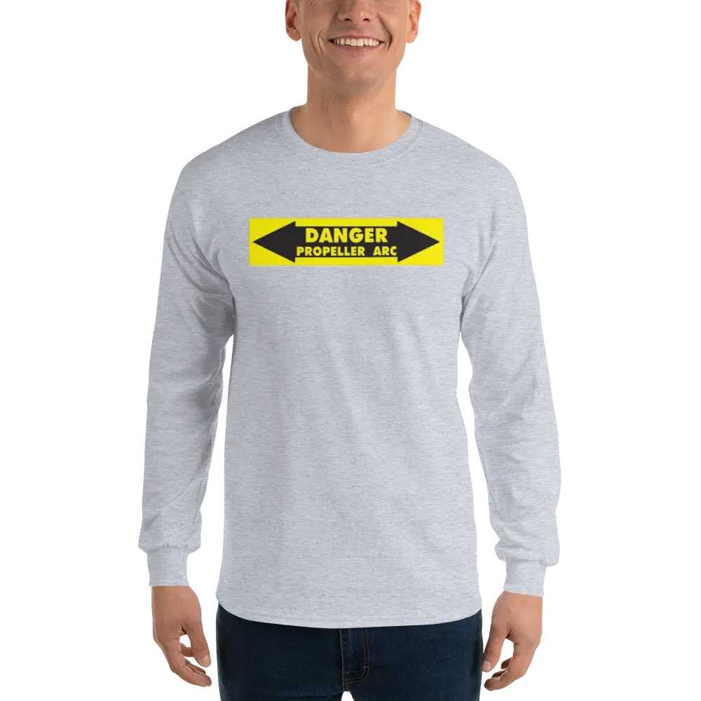 Danger Propeller Arc Men’s Long Sleeve Shirt, Gift For Ultralight Pilot,  Paramotor Pilot Shirt, Paratrike Pilot Shirt