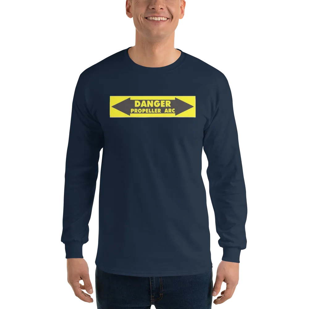 Danger Propeller Arc Men’s Long Sleeve Shirt, Gift For Ultralight Pilot,  Paramotor Pilot Shirt, Paratrike Pilot Shirt