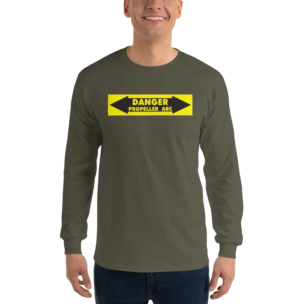 Danger Propeller Arc Men’s Long Sleeve Shirt, Gift For Ultralight Pilot,  Paramotor Pilot Shirt, Paratrike Pilot Shirt