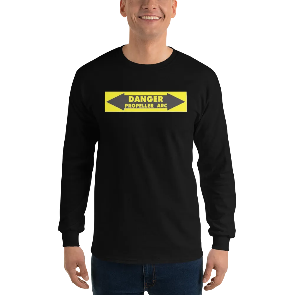 Danger Propeller Arc Men’s Long Sleeve Shirt, Gift For Ultralight Pilot,  Paramotor Pilot Shirt, Paratrike Pilot Shirt