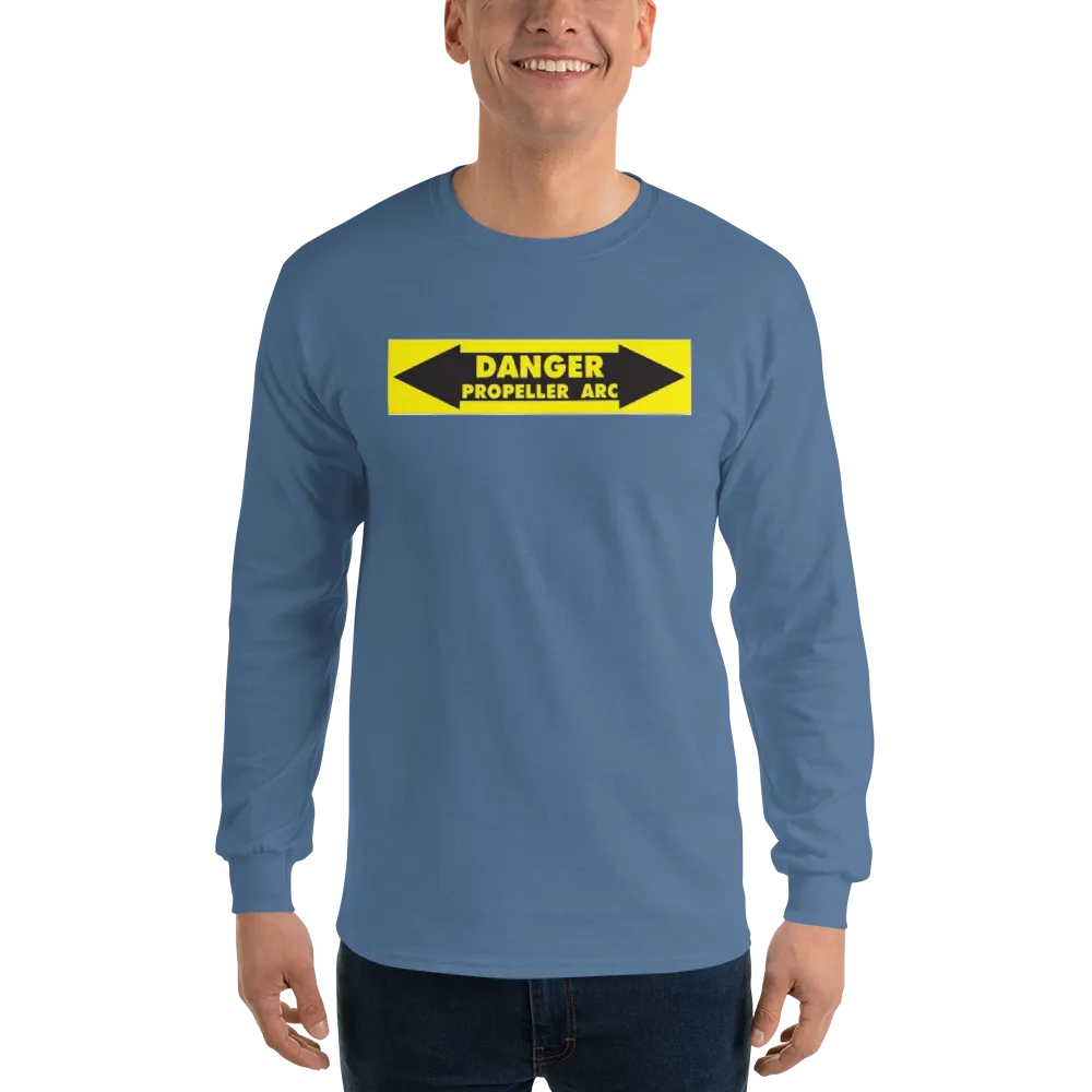 Danger Propeller Arc Men’s Long Sleeve Shirt, Gift For Ultralight Pilot,  Paramotor Pilot Shirt, Paratrike Pilot Shirt