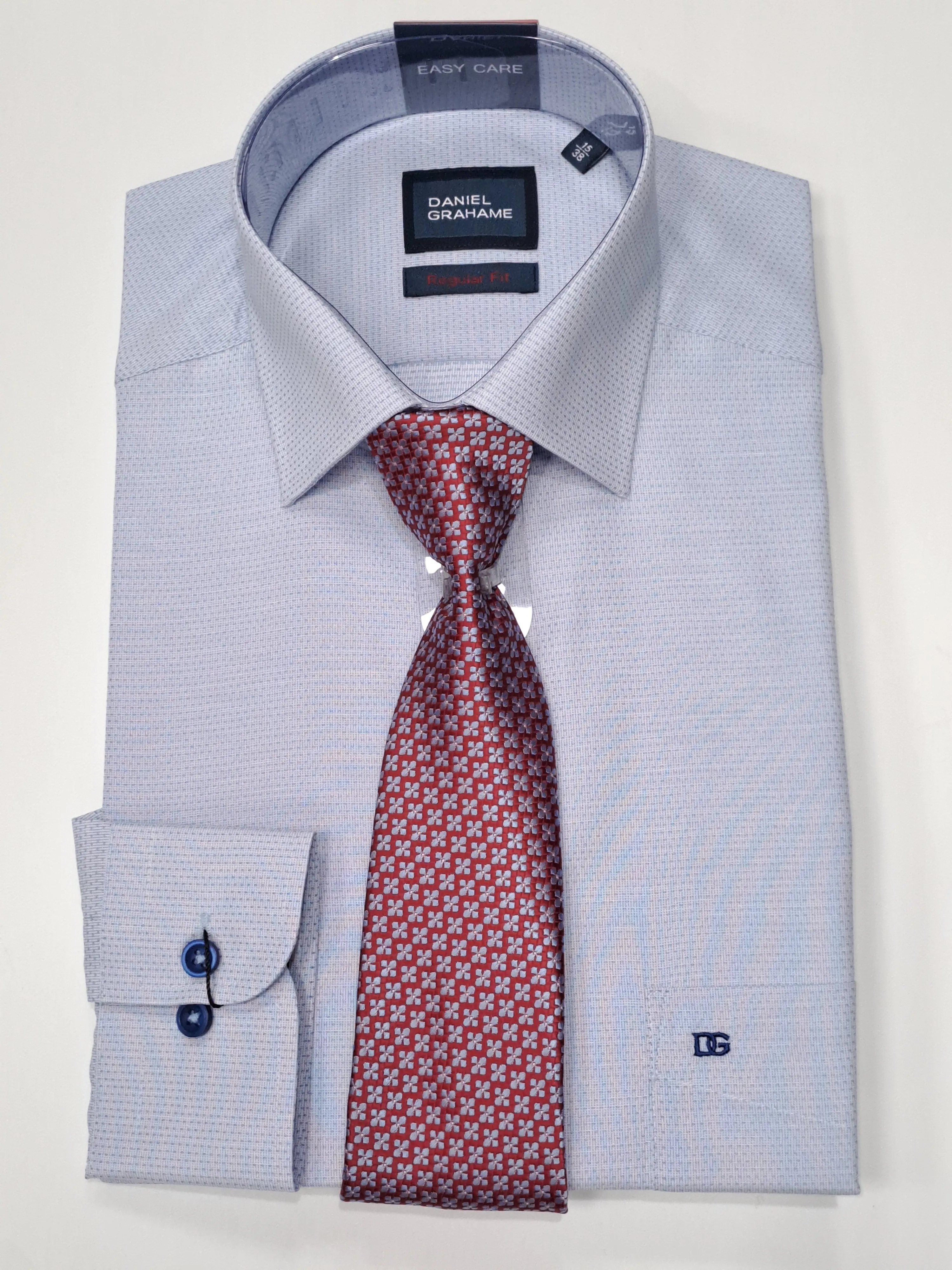 Daniel Grahame Gordon Long Sleeve Formal Shirt & Tie 22 - Blue