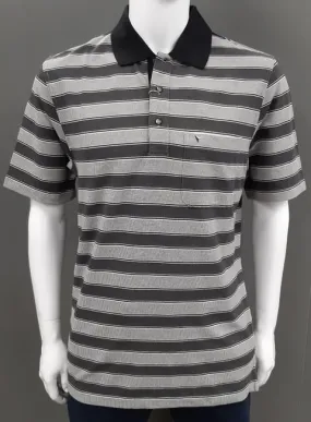 Daniel Grahame Short Sleeve 3 Button Stripe Polo Shirt 05 - Charcoal/Black