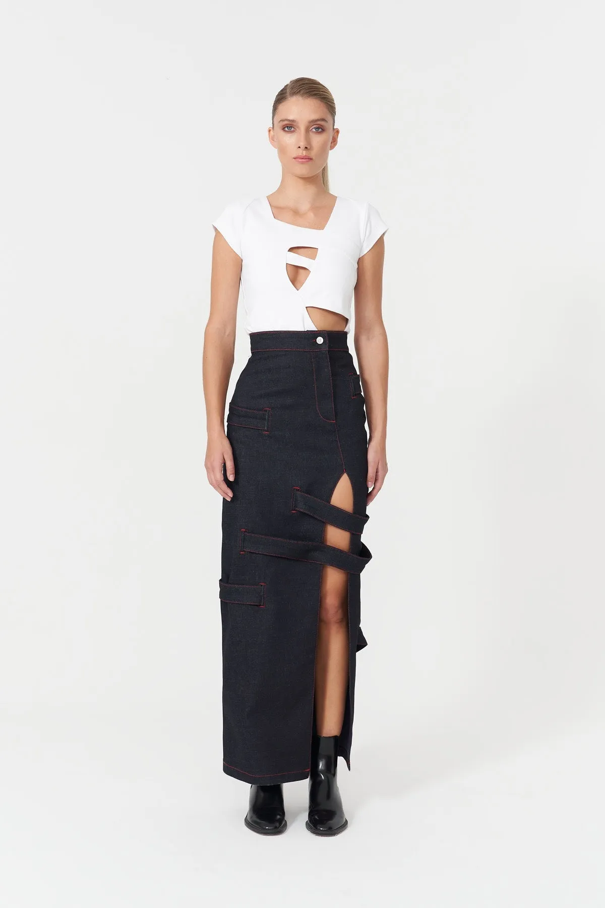 Davidson Blue Denim Maxi Skirt