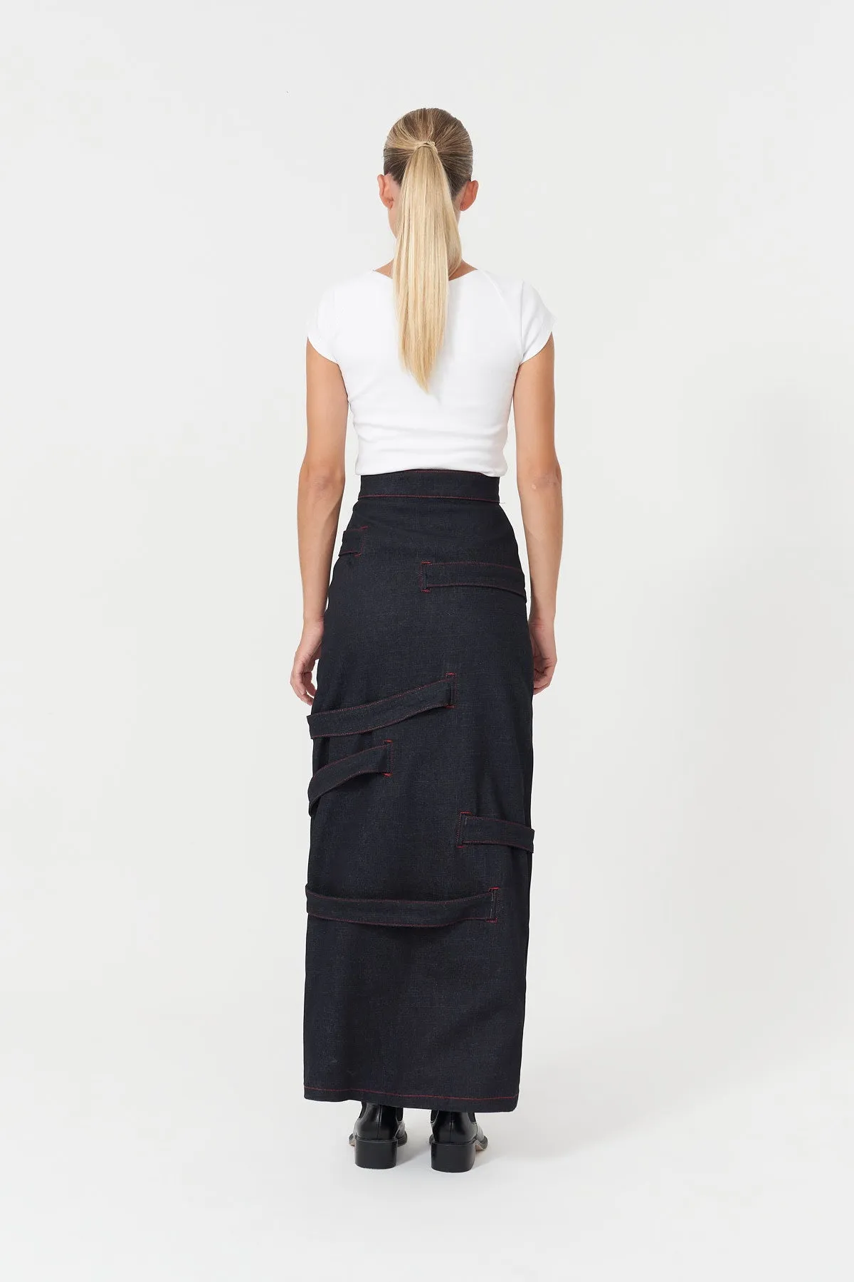 Davidson Blue Denim Maxi Skirt