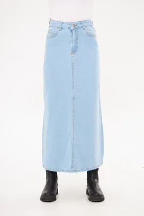 Denim Fitted Maxi Skirt