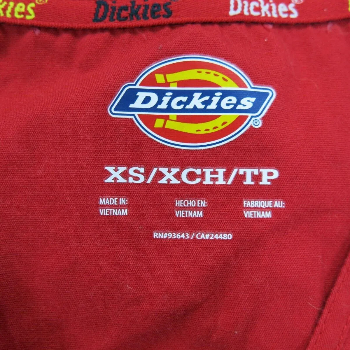 Dickies Womens V Neck T Shirt Top Short Sleeve Orange Logo Size X Small