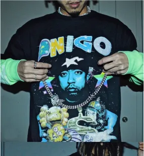 DKNT FONIGO APE VINTAGE RAPPER PORTRAIT BLACK T SHIRT