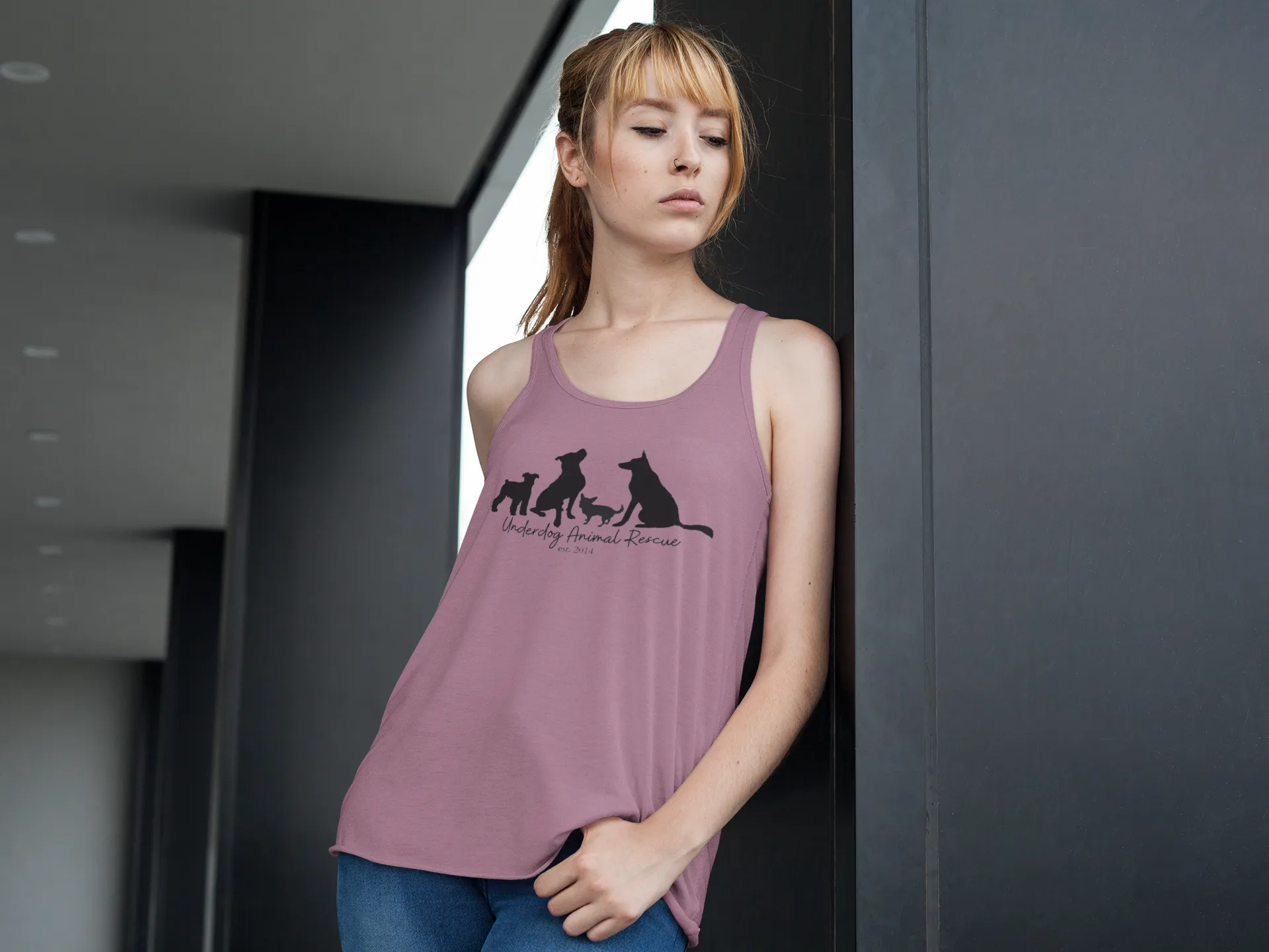 Dog Silhouette Flowy Racerback Tank