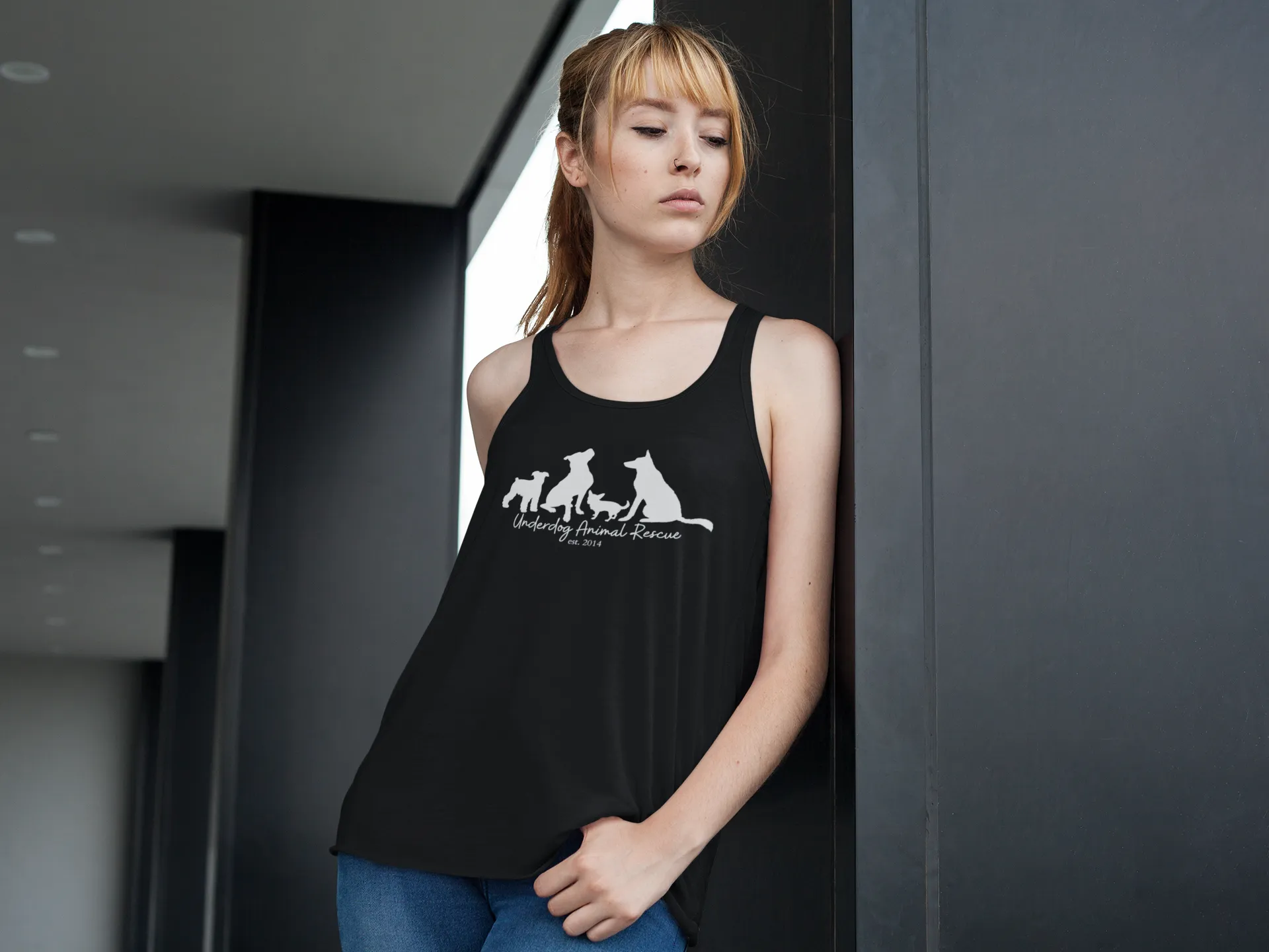 Dog Silhouette Flowy Racerback Tank