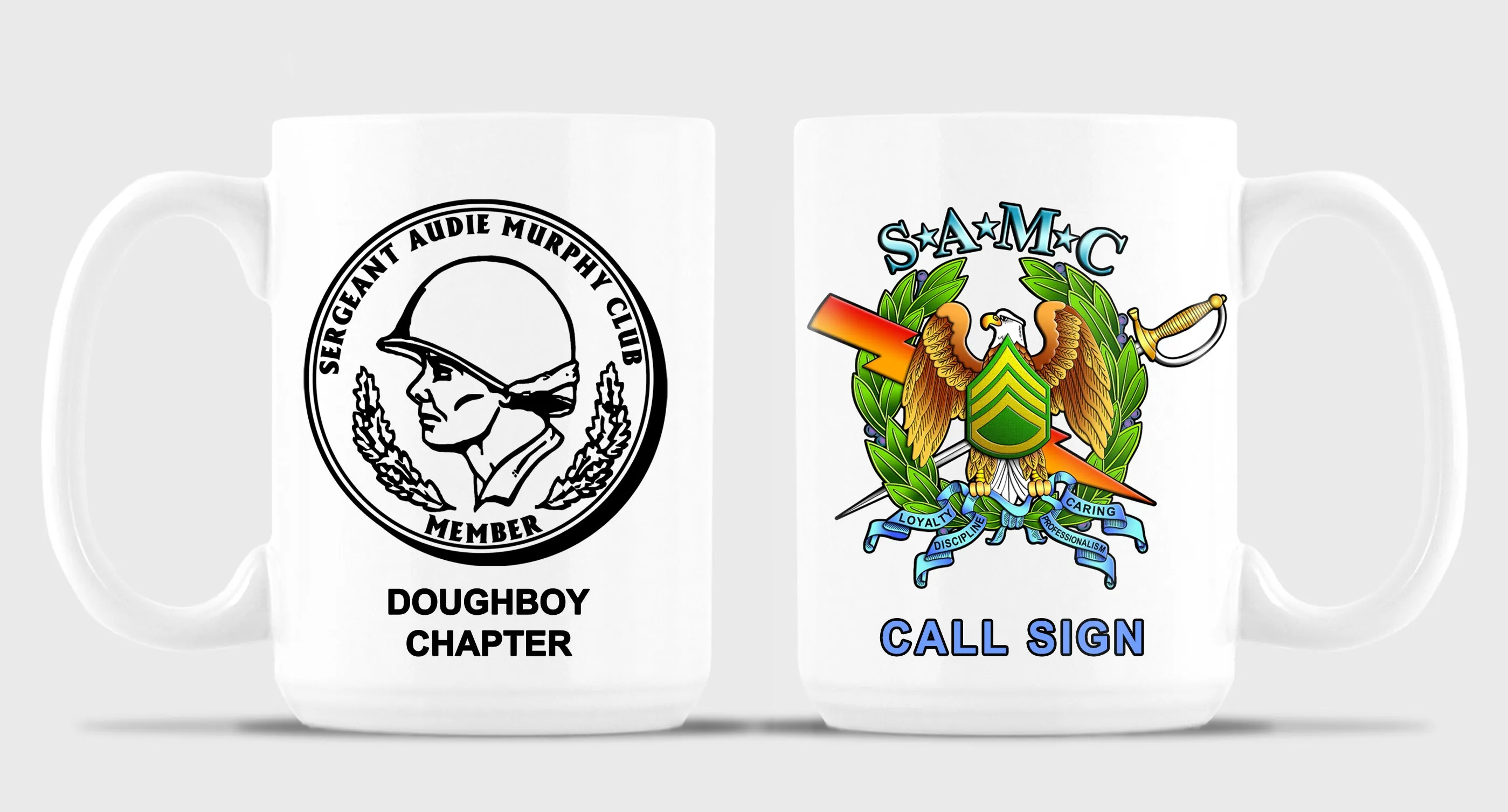 Doughboy SAMC 15 oz Coffee Mug- All White or White with Black Trim