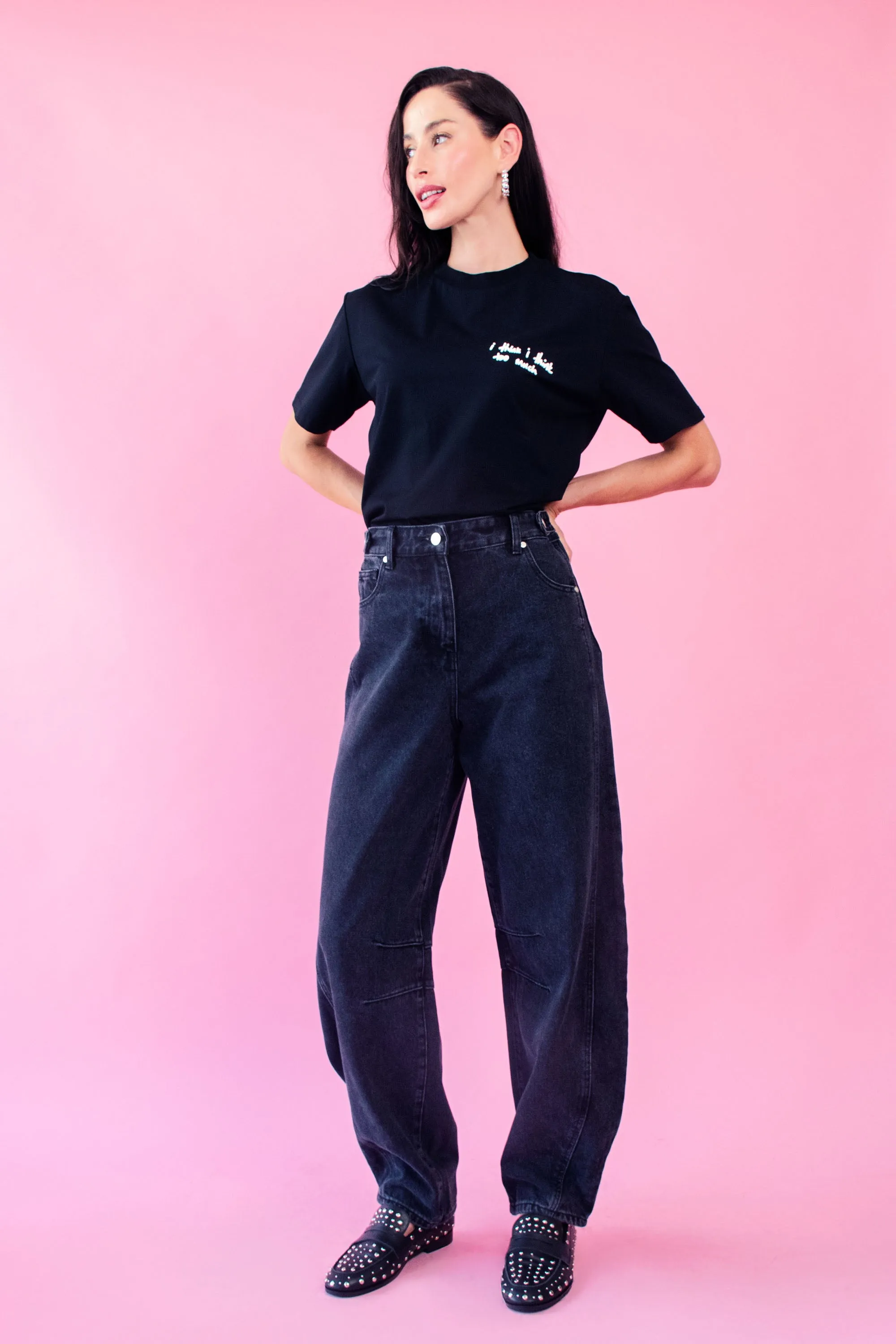Embroidered Basic Tee in Black