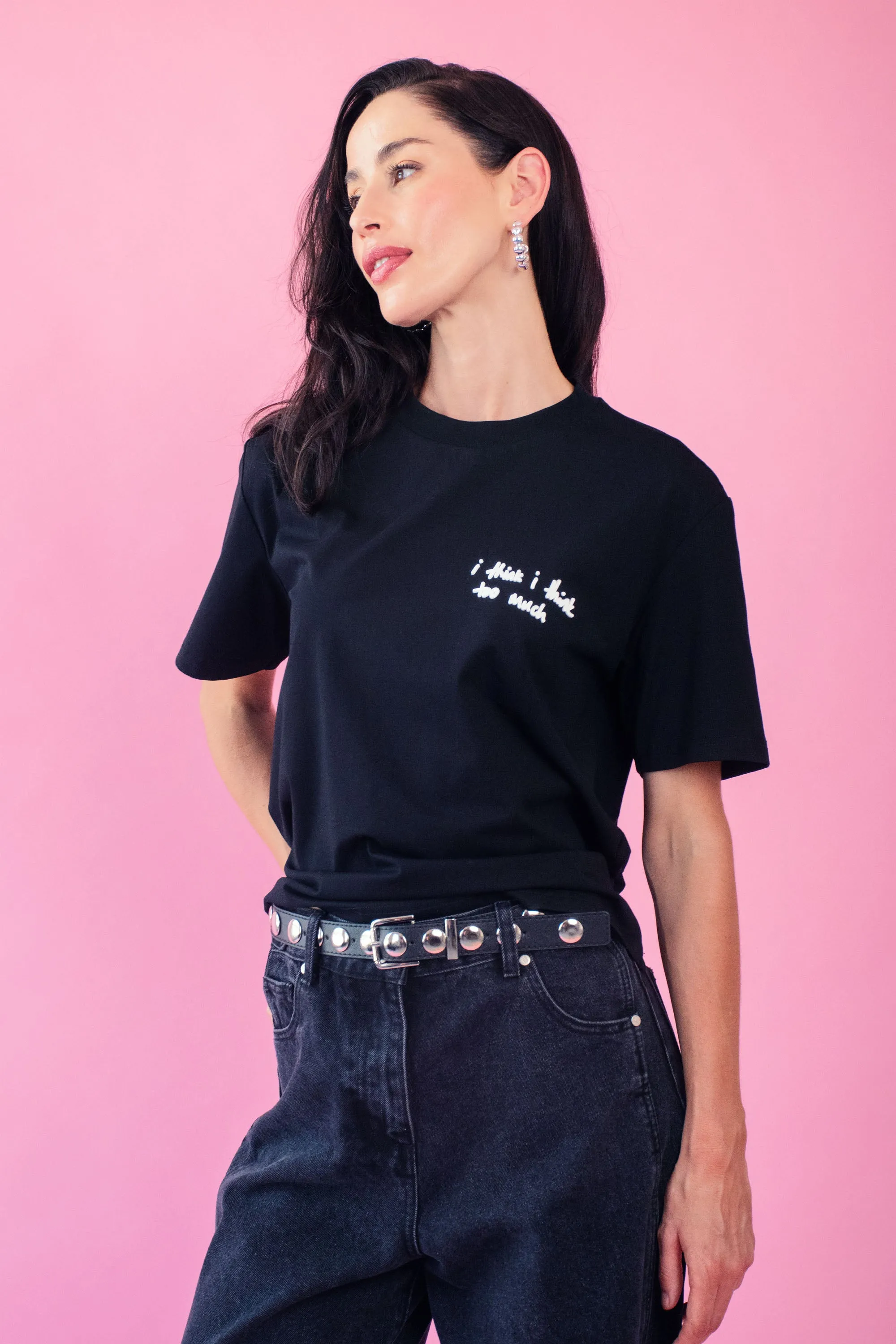 Embroidered Basic Tee in Black
