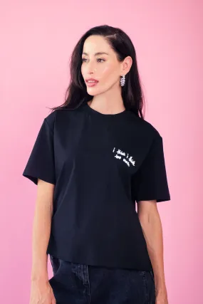 Embroidered Basic Tee in Black