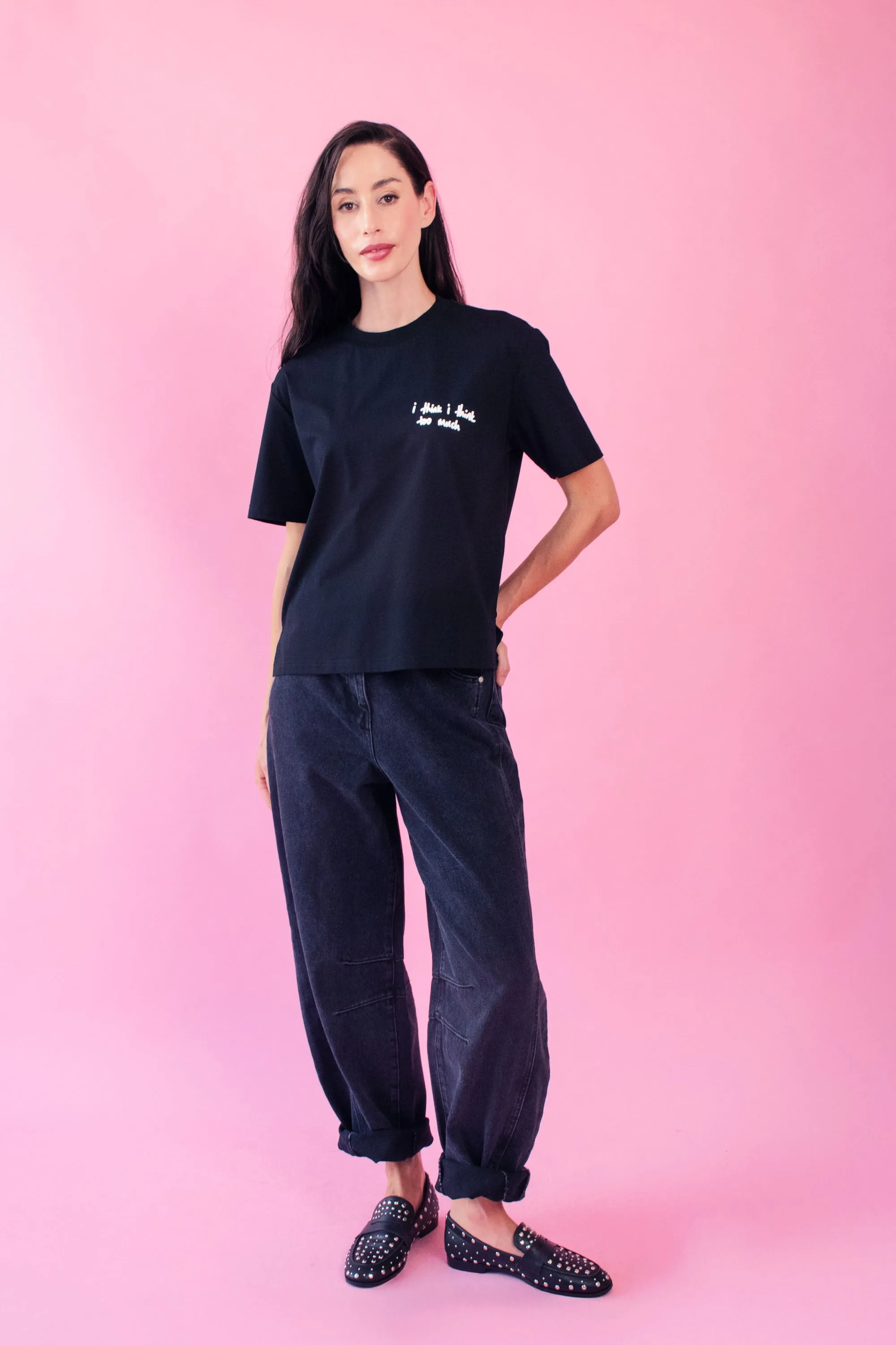Embroidered Basic Tee in Black