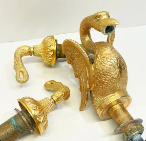 Fabulous rare vintage 1980s swan faucet with matching swan handles