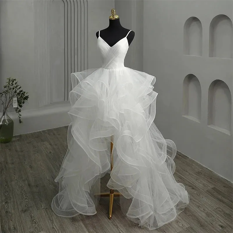 Fashion Simple High Low Tiered Short Front Evening  Dress
