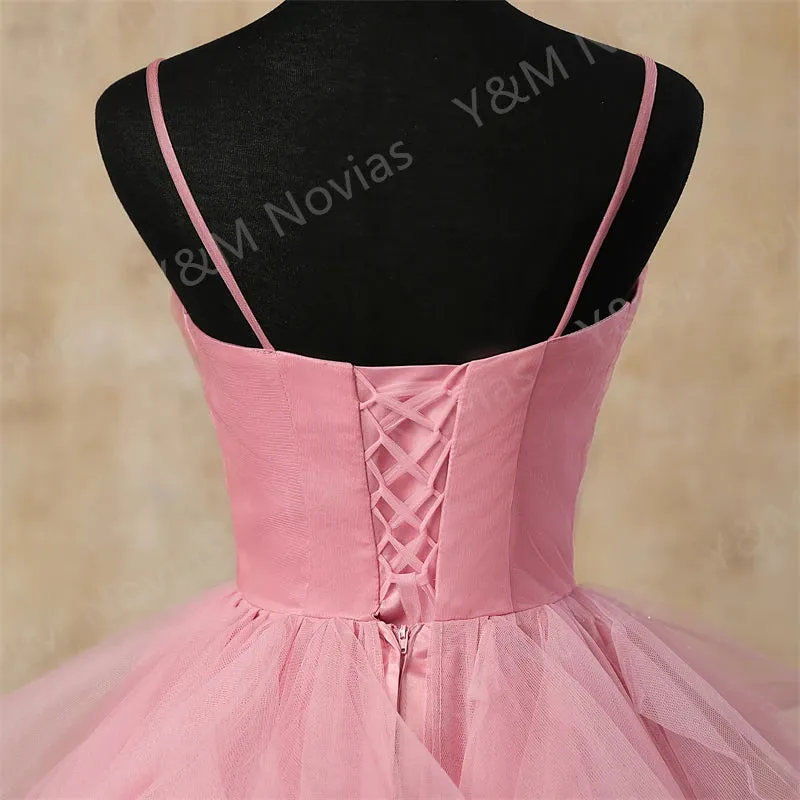 Fashion Simple High Low Tiered Short Front Evening  Dress