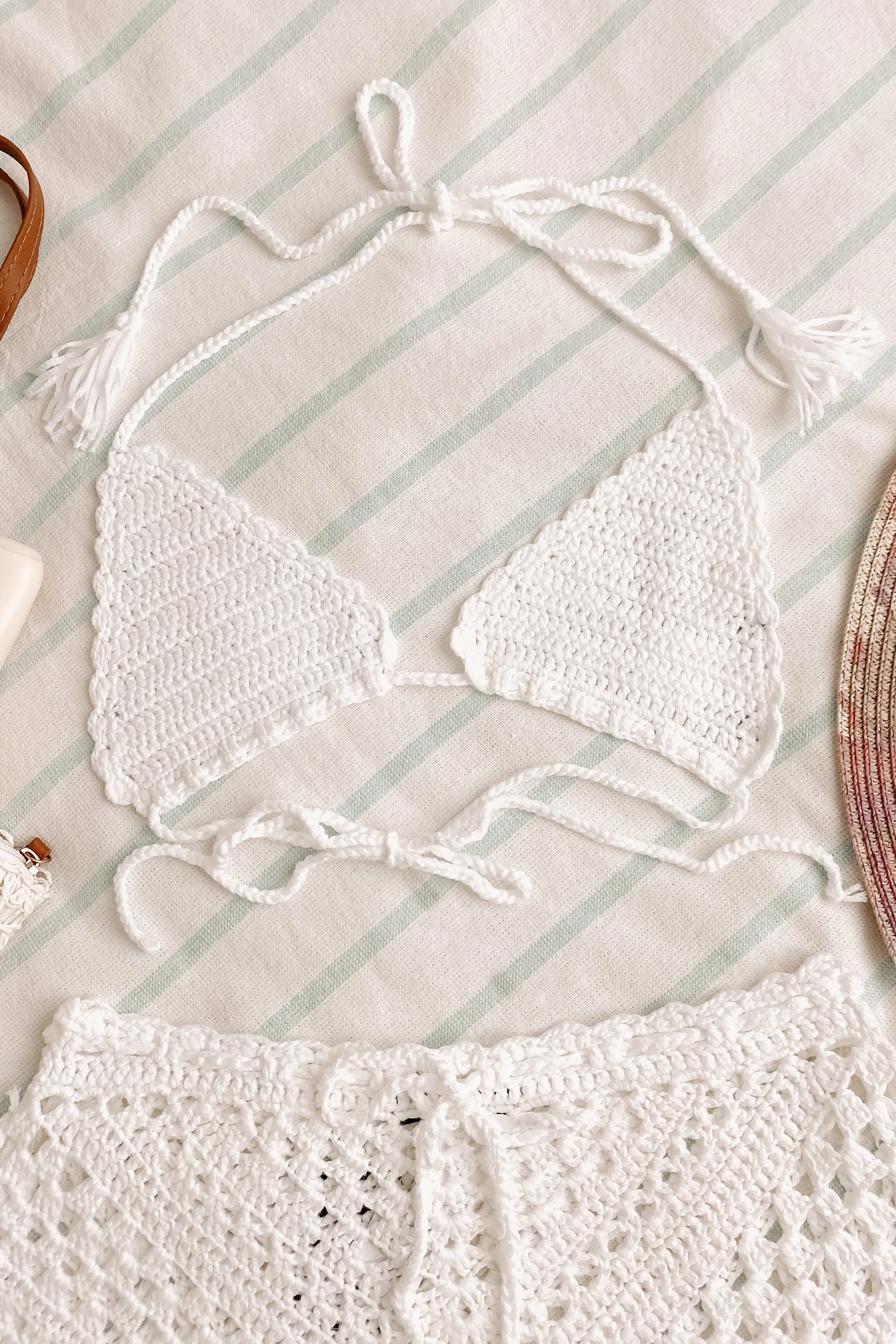 Festival Fever Crochet Knit Two-Piece Set (White)