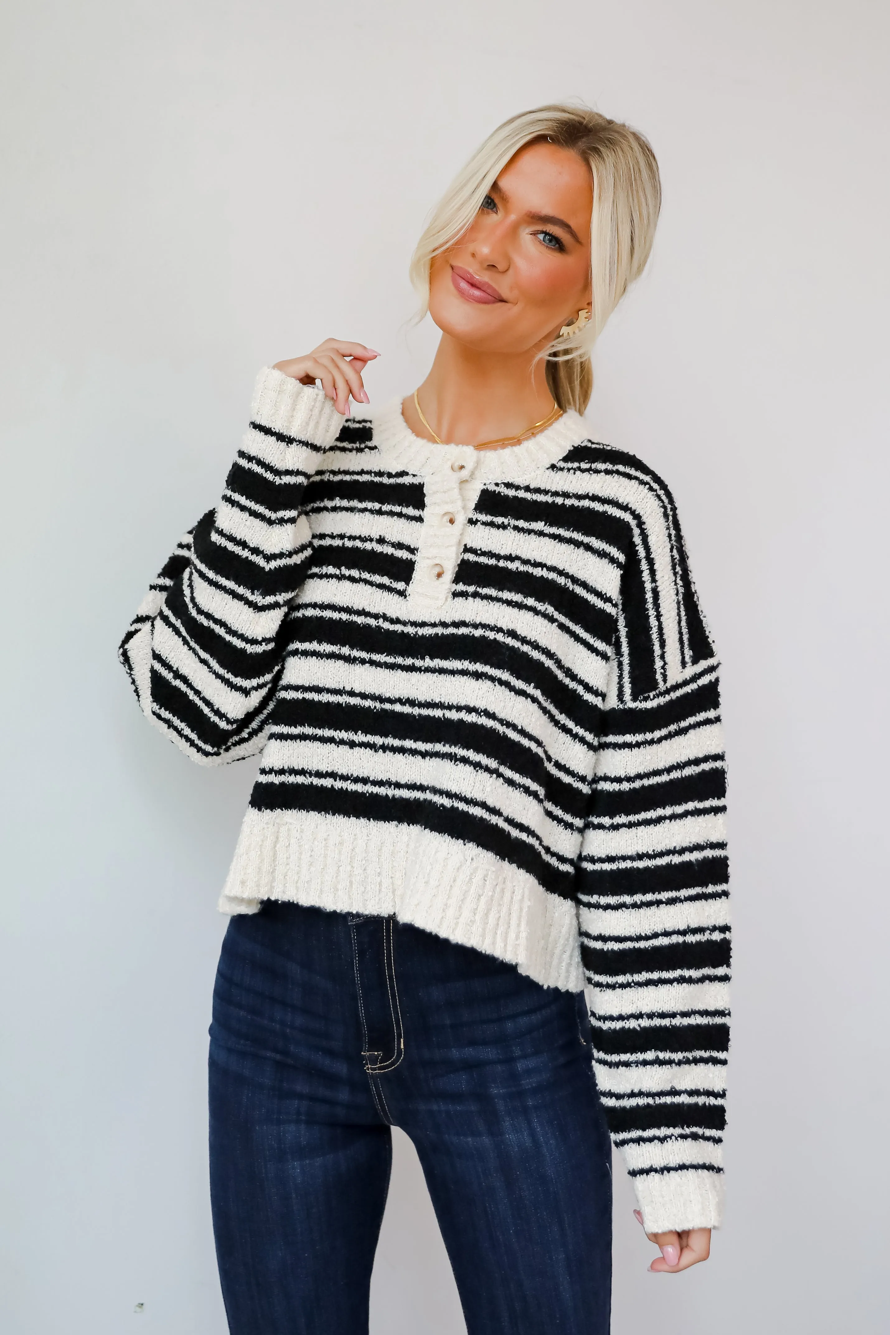 FINAL SALE - Classic Comfort Black Striped Sweater
