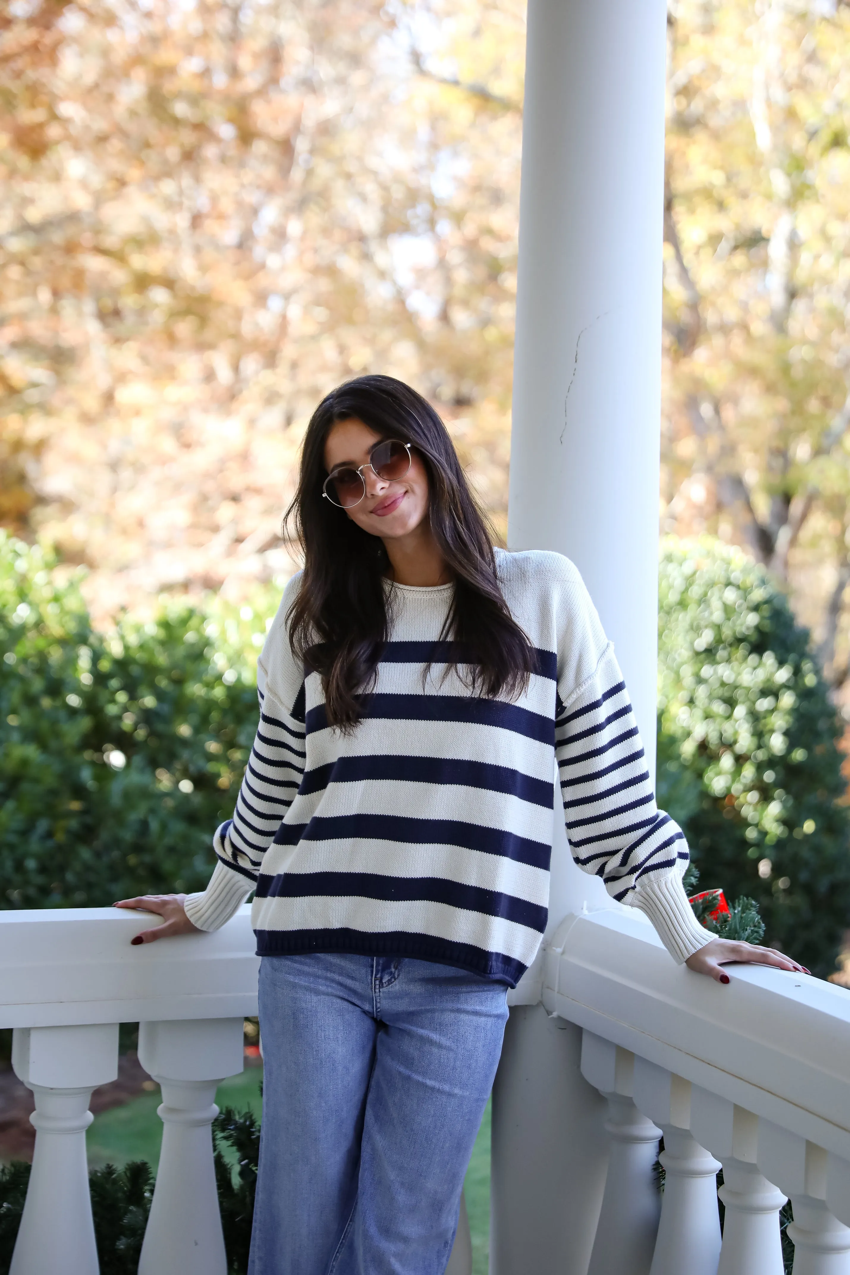 FINAL SALE - Comfy Darling Off White Striped Sweater