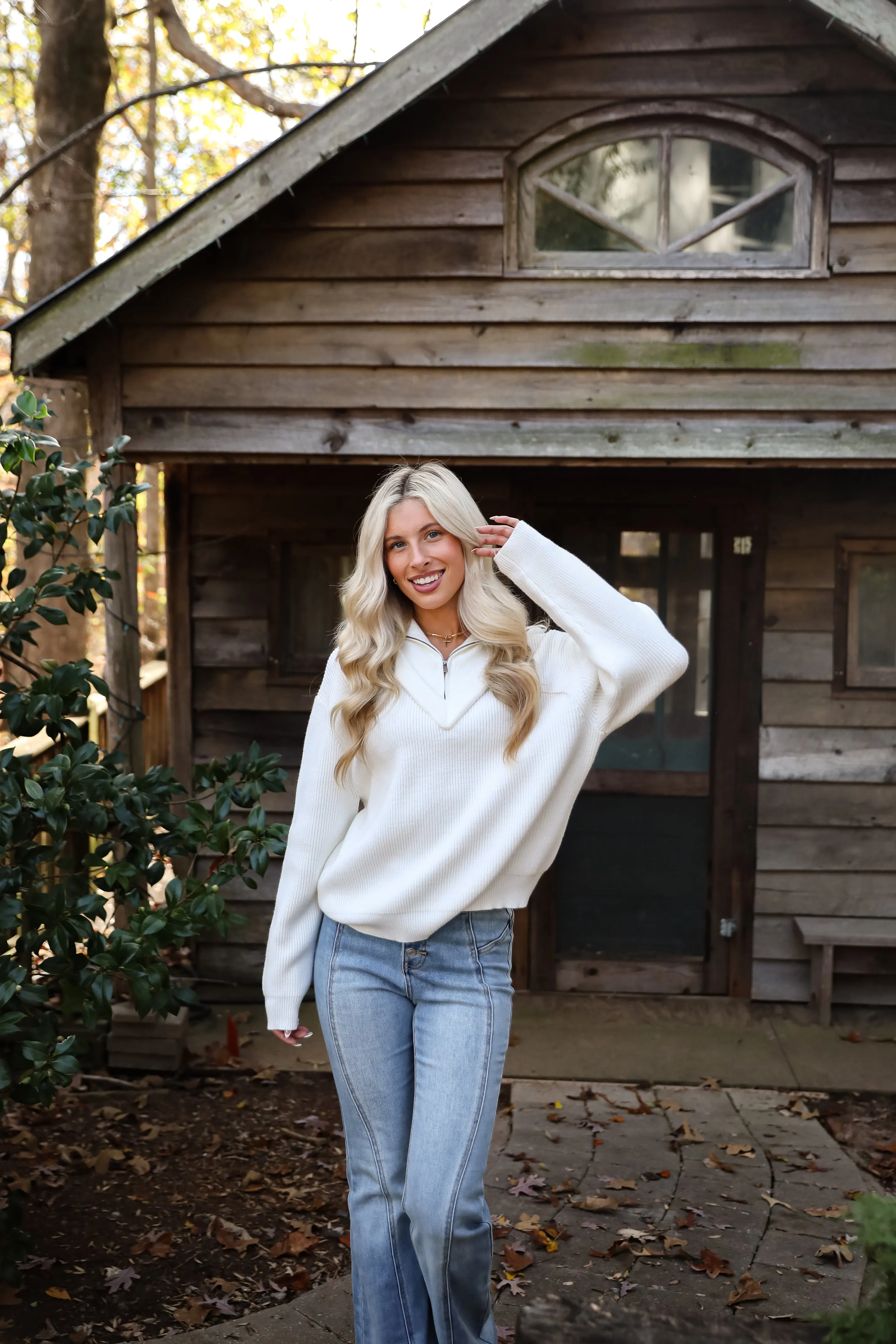 FINAL SALE - Simply Elevated White Collared Sweater